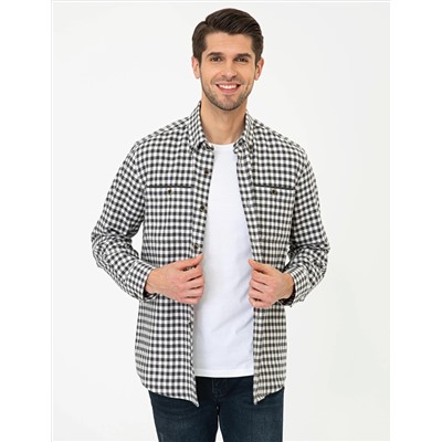 Gri Comfort Fit Uzun Kollu Gömlek