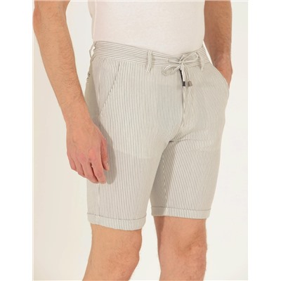 Gri Slim Fit Beli Lastikli Şort