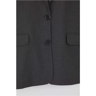 Antrasit Premium Oversize/Bol Kesim Astarlı Dokuma Blazer Ceket TBBAW26AG00007