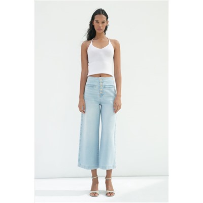 Z1975 WIDE-LEG HIGH-WAIST BUTTONED JEANS