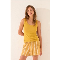 Camiseta tirantes canalé lurex dorado