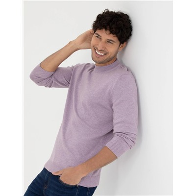Koyu Lila Slim Fit Bisiklet Yaka Basic Triko Kazak