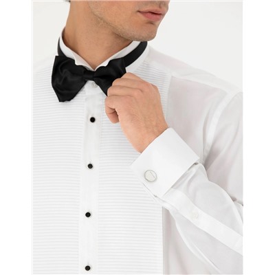 Beyaz Slim Fit Smokin Gömlek