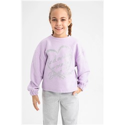 Defacto Kız Çocuk Crop Bisiklet Yaka Sweatshirt Z1966A622WN