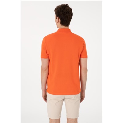 Erkek Regular Fit Polo Yaka Nar Çiçeği Basic Tişört