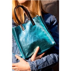 Bolso y neceser de piel Coti Azul claro