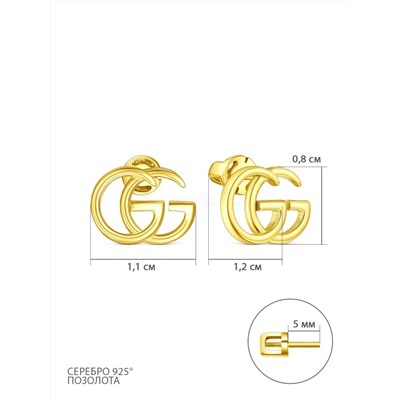 Серьги-пусеты из золочёного серебра - GG 925 пробы 4-578лз