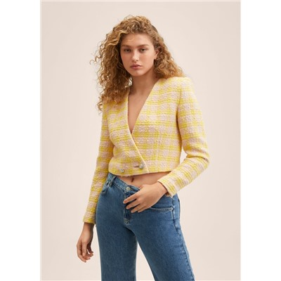 Chaqueta tweed crop -  Mujer | MANGO OUTLET Melilla