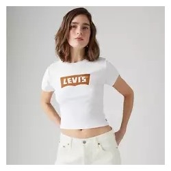 Model is 5'9", Waist 26", Wearing size small Graphic Essential Sporty T-shirt