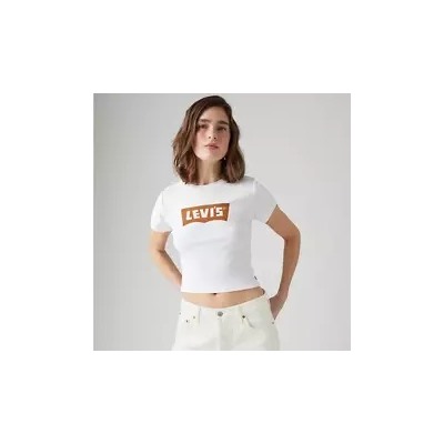 Model is 5'9", Waist 26", Wearing size small Graphic Essential Sporty T-shirt