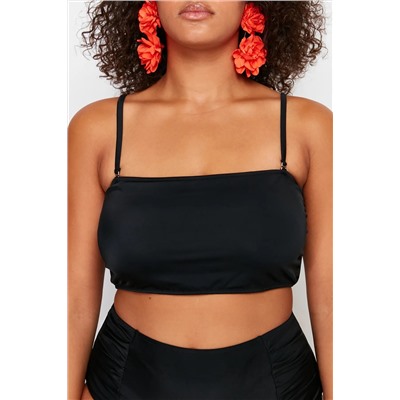 Siyah Straplez İp Askılı Büyük Beden Bikini Üstü TBBSS23CT00013