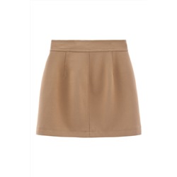 Falda recta de talle alto Caqui