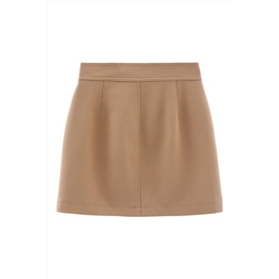 Falda recta de talle alto Caqui