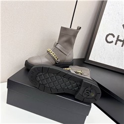 Женские ботинки с тканевым голенищем   Chane*l 🤍