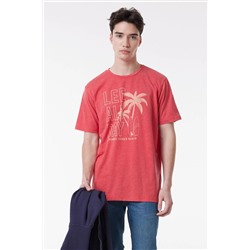 Lee, Regular Fit Normal Kesim Bisiklet Yaka Kırmızı Erkek T-shirt