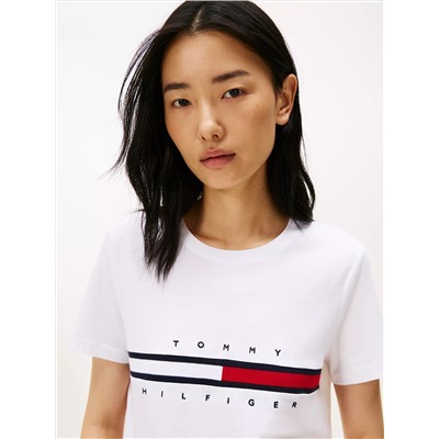 Embroidered Flag Stripe Logo T-Shirt