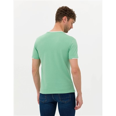 Açık Yeşil Slim Fit Bisiklet Yaka Tişört