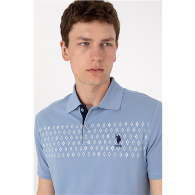 Erkek Regular Fit Polo Yaka Mavi Tişört