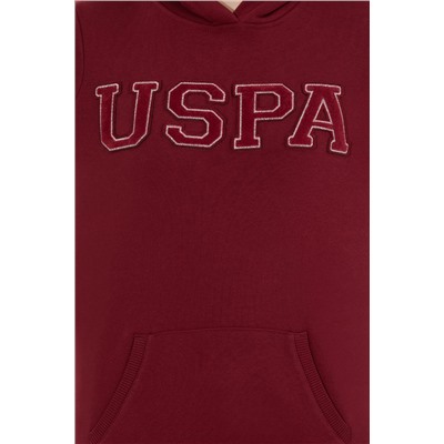Kadın Vİşne Kapüşonlu Basic Sweatshirt