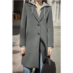 CONTRAST HOODED COAT