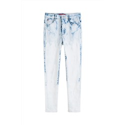 Vaquero slim fit 7/8 Azul claro y blanco