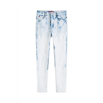 Vaquero slim fit 7/8 Azul claro y blanco