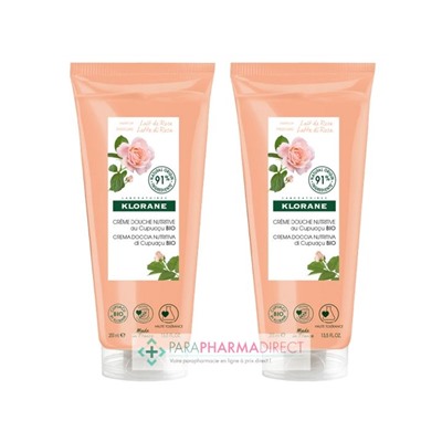 Klorane Cupuaçu Crème de Douche Nutritive Lait de Rose 2x200mlLot  × 2