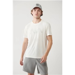 Avva, Erkek Beyaz Bisiklet Yaka Baskılı Soft Touch T-shirt A41y1131