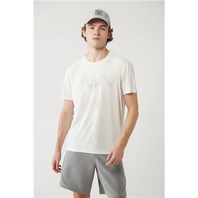 Avva, Erkek Beyaz Bisiklet Yaka Baskılı Soft Touch T-shirt A41y1131