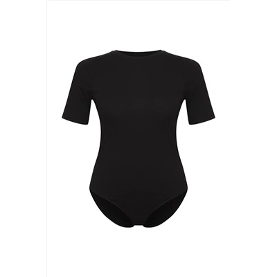 Siyah Bisiklet Yaka Örme Büyük Beden Body TBBSS25CS00003