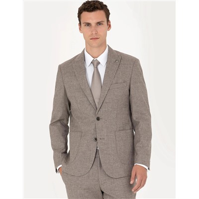 Açık Kahverengi Slim Fit Takım Elbise