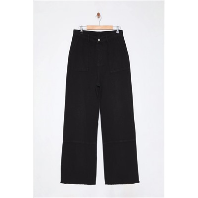 Siyah Yüksek Bel Geniş Paça Büyük Beden Wide Leg Jeans TBBAW25CJ00001
