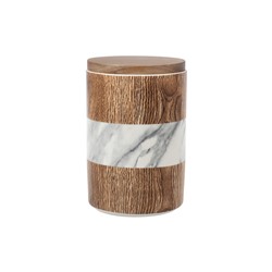 Банка для сыпучих продуктов, 1,1 л, фарфор P/бамбук, коричневая, Wood&Marble, 63064
