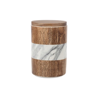 Банка для сыпучих продуктов, 1,1 л, фарфор P/бамбук, коричневая, Wood&Marble, 63064
