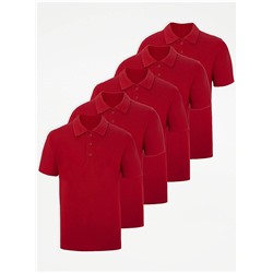 Red School Polo Shirt 5 Pack