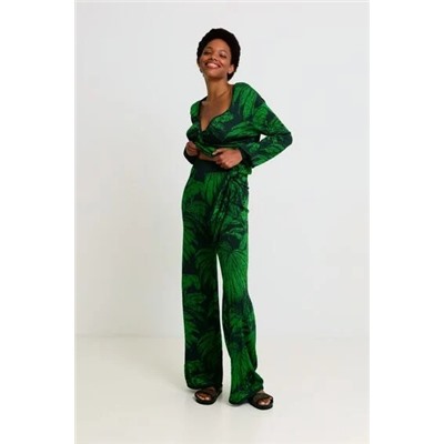 Pantalón wide leg jacquard
