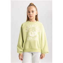 Defacto Kız Çocuk Oversize Fit Kalın Sweatshirt B1338A823WN