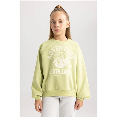 Defacto Kız Çocuk Oversize Fit Kalın Sweatshirt B1338A823WN