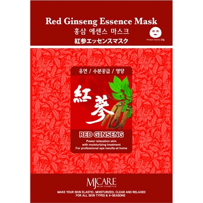 MJCARE RED GINSENG ESSENCE MASK Тканевая маска  для лица с экстрактом красного женьшеня 23г