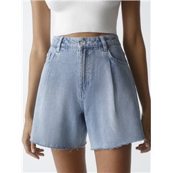 DENIM BERMUDA SHORTS WITH DARTS