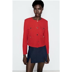 SHORT BLAZER WITH GOLDEN BUTTON DETAIL