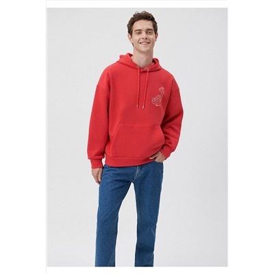 MaviLogo Baskılı Kapüşonlu Kırmızı Sweatshirt 0611726-70471