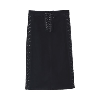 Falda recta vaquera Negro