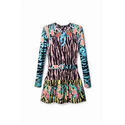Vestido slim corto cebra