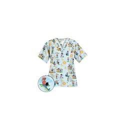UA Golden Children White Print Scrub Top