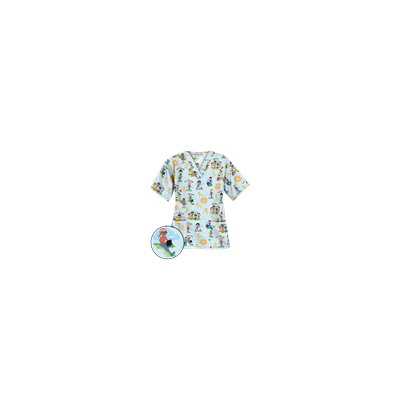 UA Golden Children White Print Scrub Top
