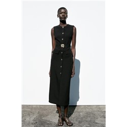 VESTIDO MIDI CREPE CINTURÓN