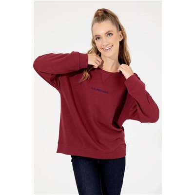Kadın Kırmızı Bisiklet Yaka Sweatshirt
