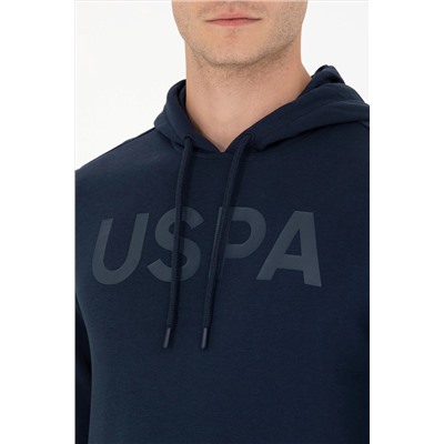 Erkek Lacivert Kapüşonlu Basic Sweatshirt