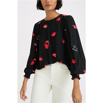 Blusa vaporosa bocas